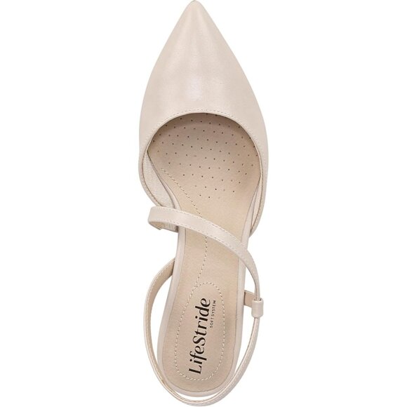LifeStride Womens Almond Patent Polyurethane Pointed Closed Toe Minimalist Pump - Picture 5 of 9